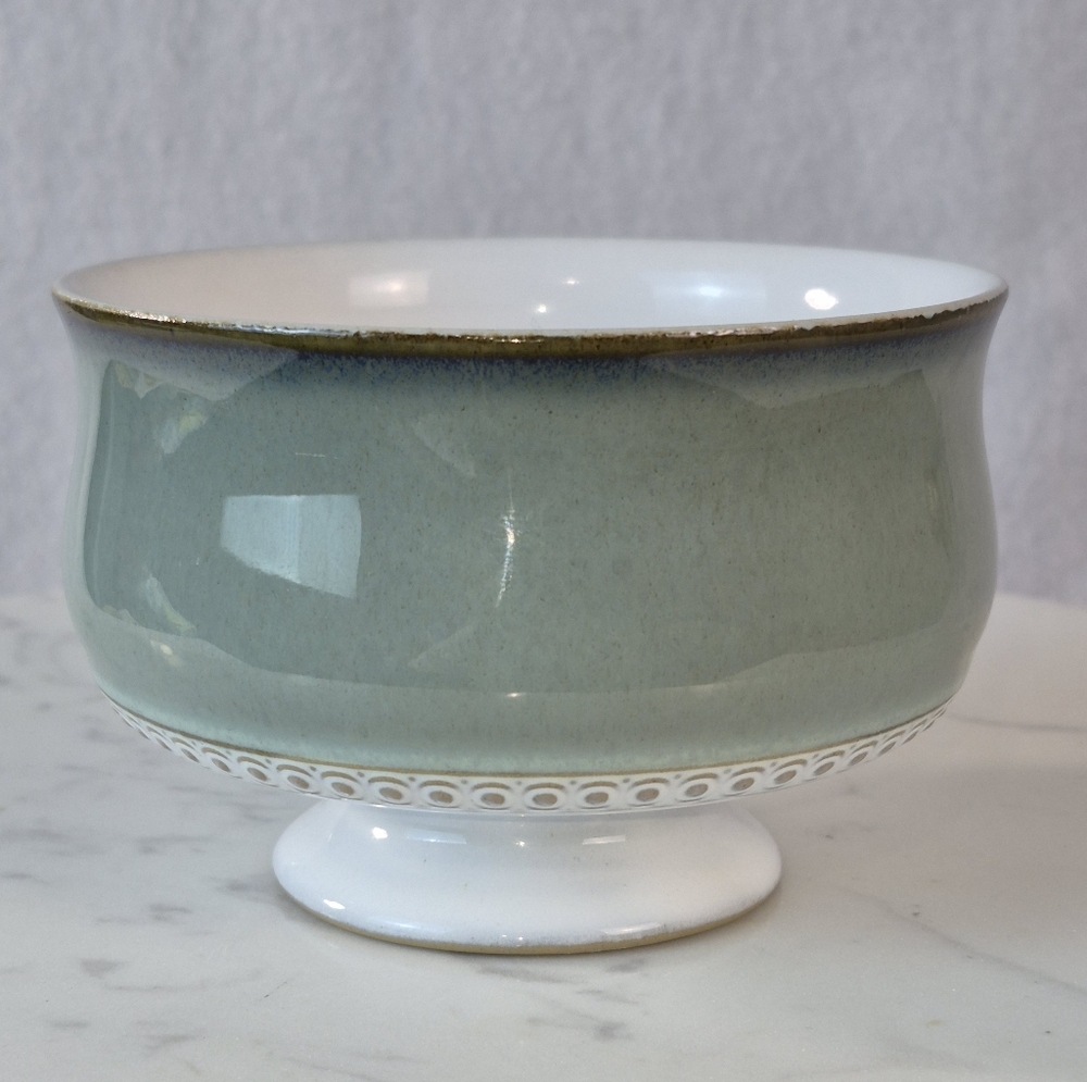 Vintage Denby Venice Green & White Cereal Bowl 4.5" x 3.2" Discontinued NWOT